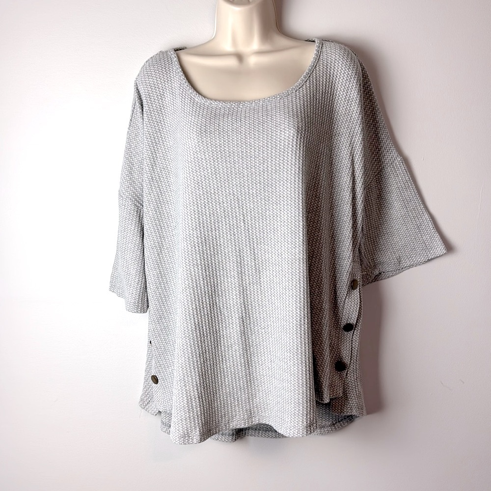 AUW Women's Gray Knit Short Sleeve Sweater Plus Size 2X